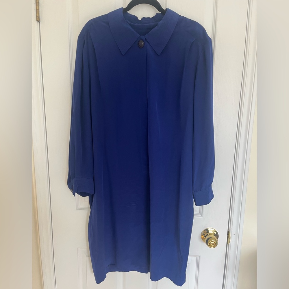 Vintage Liz Claiborne Royal Blue 100% Silk Dress in Size 16